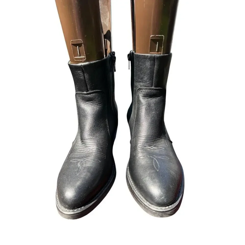 Durango Western Side Zip Dress Cowboy Boot Black Leather Men size 7.5 EE